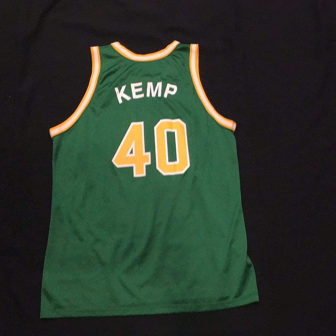 Shawn Kemp Sonics 90's Jersey Seattle NBA Throwback Retro Jersey 44 48