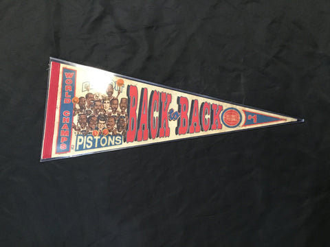 Detroit Pistons Back to Back World Champions Vintage Pennant