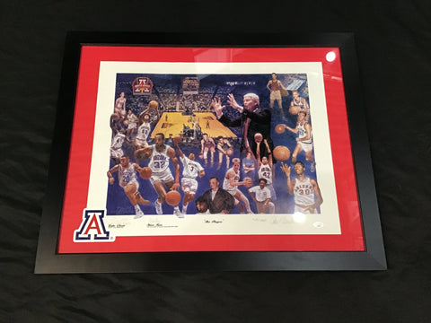 University of Arizona Wildcats Lute Olson and Steve Kerr Autographed Framed Poster 28x22 JSA Certified