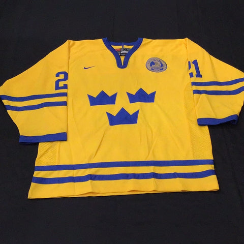 Sweden Olympic Peter Forsberg #21 Stitched Hockey Jersey Adult XL