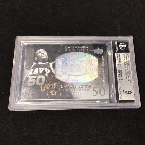 2011-12 Exquisite Collection Championship Bling Autos David Robinson #CBDA 2/50 Autographed Graded Card Beckett 9 (5024)