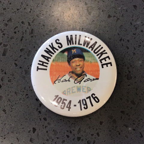 Hank Aaron 1954-1976 Milwaukee Brewers Vintage MLB Button Pin