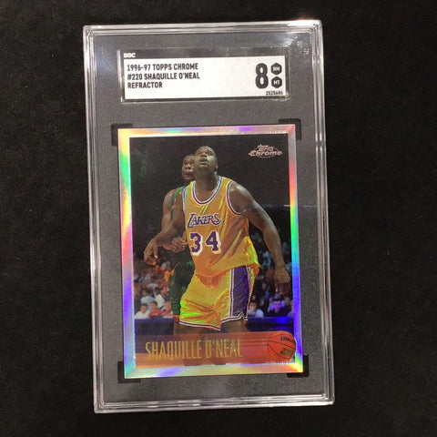 1996-97 Topps Chrome Refractor Shaquille O’Neal #220 Graded Card SGC 8 (5686)