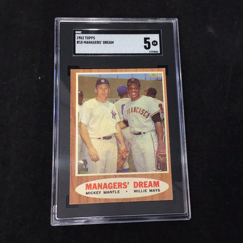 1962 Topps Manager’s Dream Mickey Mantle and Willie Mays #18 Graded Card SGC 5 (3846)