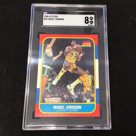 1986-87 Fleer Magic Johnson #53 Graded Card SGC 8 (3534)