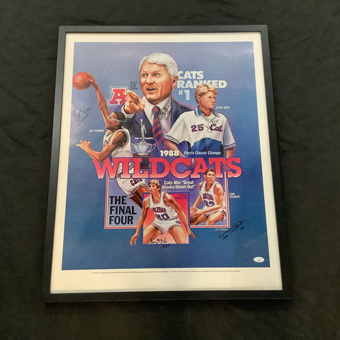 University of Arizona Wildcats 1988 Final Four Autographed Framed Poster 22”x28”