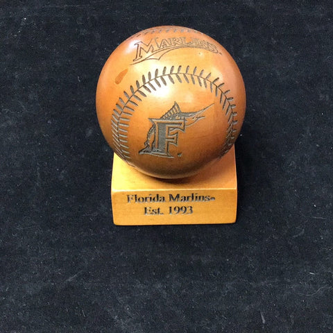 Florida Marlins Wooden Baseball with Stand