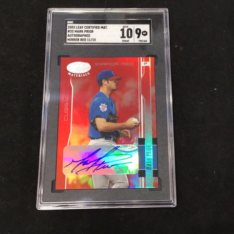 2003 Leaf Certified Mirror Red Mark Prior #33 11/15 Graded Auto (SGC 10) Card (SGC 9.5) (5891)