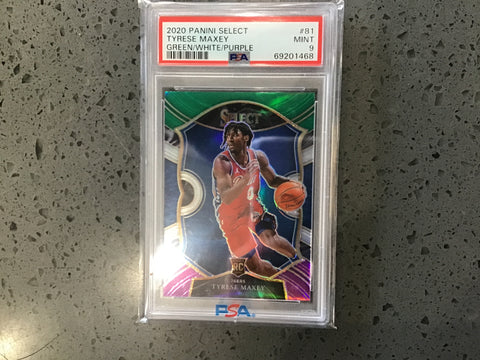 2020 Select Tyrese Maxey #81 Green/White/Purple PSA 9 1468