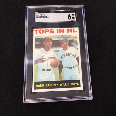 1964 Topps Tops in N.L. Hank Aaron and Willie Mays #423 Graded Card SGC 6 (6827)