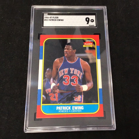 1986-87 Fleer Patrick Ewing #32 Graded Card SGC 9 (4453)